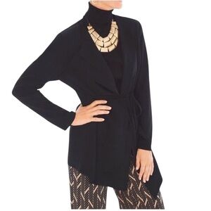 Chico’s NWT black drape tie front cardigan blazer minimalist work wear career